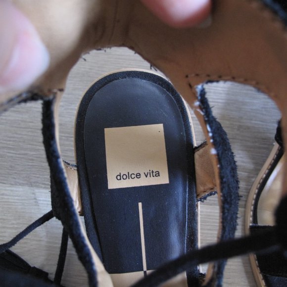 DOLCE VITA Black Suede Lace Up Sandals - Picture 4 of 7